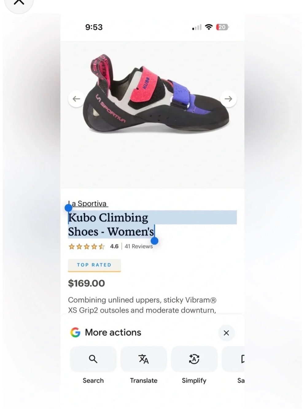 Kubo Climbing Shoes - Women's La sportiva p3 vibram size 6 men’s 7 women’s